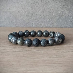 Mens, womens bracelet 10 mm Jasper bracelet, lava bead,mala beads. Energy, meditation, yoga gemstone beads jewelry. Boho, african style