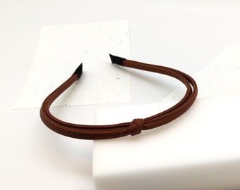 Bronze Faux Leather Headband, Skinny Hair Accessory - Etsy display picture 3