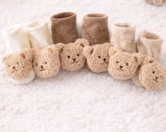 3D-antislip babybeersokken – knusse slofjes voor baby's (0-12 maanden)