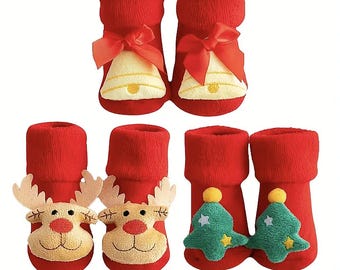 3D warme antislip babysokken voor kerst (0-12 maanden)