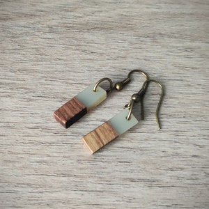 Resin Wood Earrings Matte White Tone Earrings Short Bohemian Earrings Gift For Her Christmas Gift