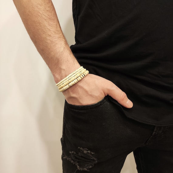 Set 6 Braccialetti Elastici In Pietra Naturale Per Uomo E Donna - Gioielli Unisex Per Coppie E Amici, Perline 8mm