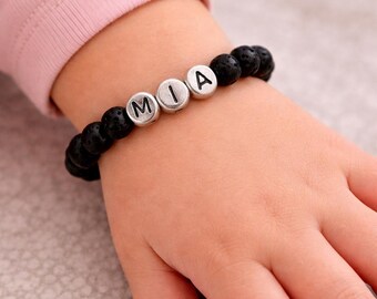 Pulsera con nombre para niños, pulsera de aceites esenciales para niños, pulsera de cuentas con nombre personalizado, pulsera con nombre para niños, pulseras de aceites para niños, palabra personalizada