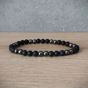 Hematite bracelet, Mens, Womens Jewelry. Agate, onyx Beads bracelet, Mens bracelet, Beaded bracelet, black hematite beaded bracelet