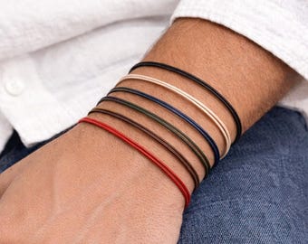 Black Cord Bracelet Black Waxed Cotton String Bracelet Surfer Bracelet Christmas Gift Black Cord Mens Bracelet Jewelry Bracelet for Mens