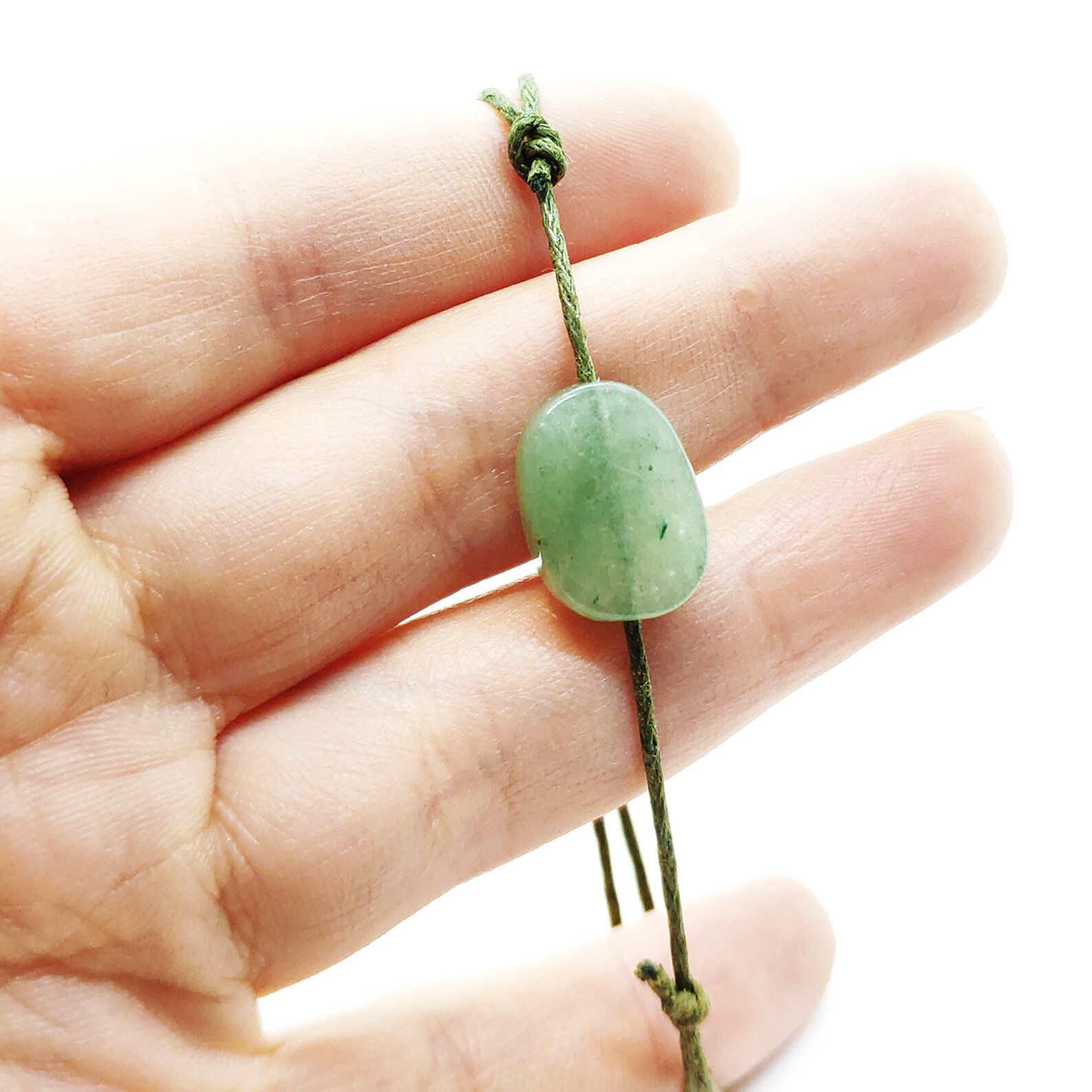 Green Jade Bracelet Cord Bracelet Waxed Cotton String Bracelet Etsy