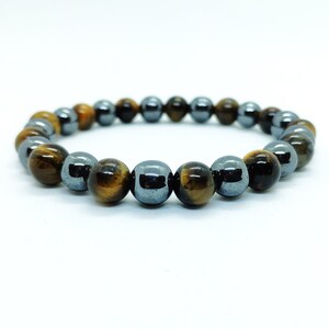 Tiger eye Bracelet, Gemstone Bracelet,Hematite Jewelry, Beaded Bracelets for Men, Tiger eye bracelet,Gift for Him, Stone Bracelet