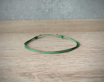 WATERPROOF GREEN Hope bracelet Green Buddhist Thin slip knots cord jewelry Man Child