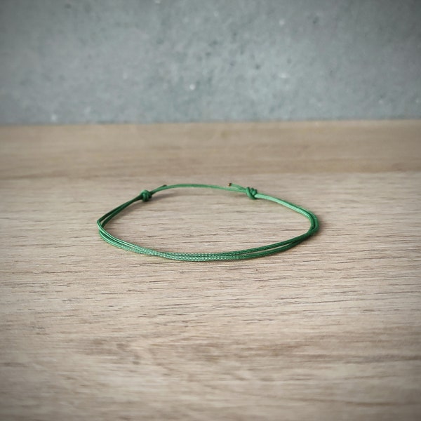 WATERPROOF GREEN Hope bracelet Green Buddhist Thin slip knots cord jewelry Man Child