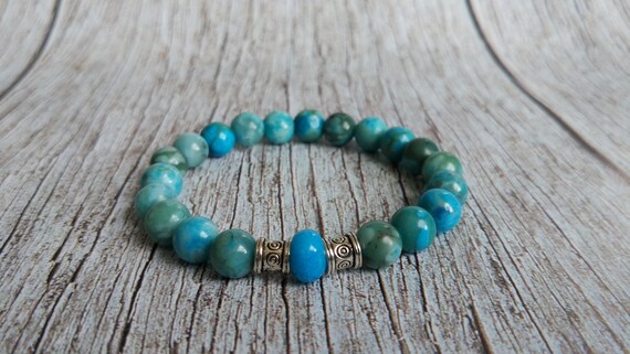 Tibetan Silver Bracciale Rigido Fatto a Mano con Gemme