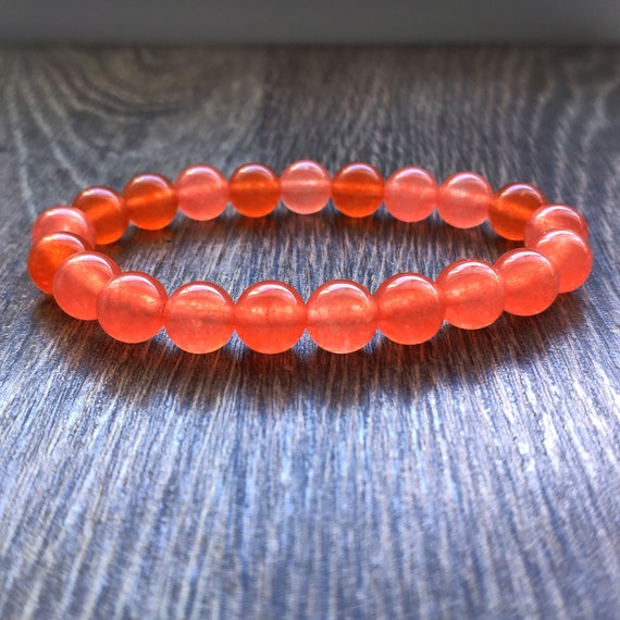 Red Jade Bracelet Stretch / Large (8 Inches)