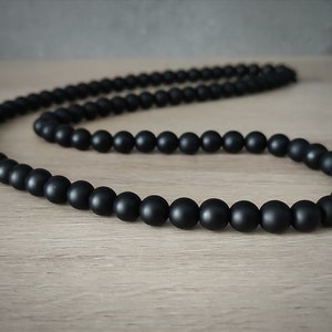 Zwarte onyx ketting herenketting heren kralenketting heren cadeau vriendje cadeau vriendje ketting voor hem man ketting voor mannen