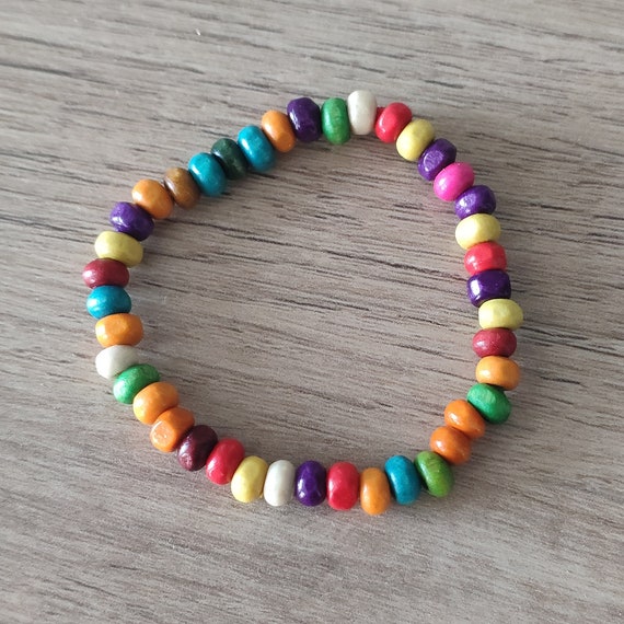 Bracciale Con Nappa Di Perline Di Legno Colorato, Bracciale - Foto 11