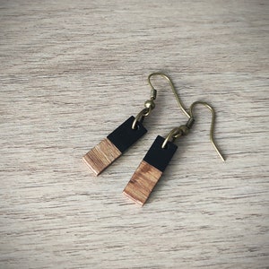 Harshouten oorbellen Zwarte oorbellen Korte boho-oorbellen Cadeau voor haar Kerstcadeau