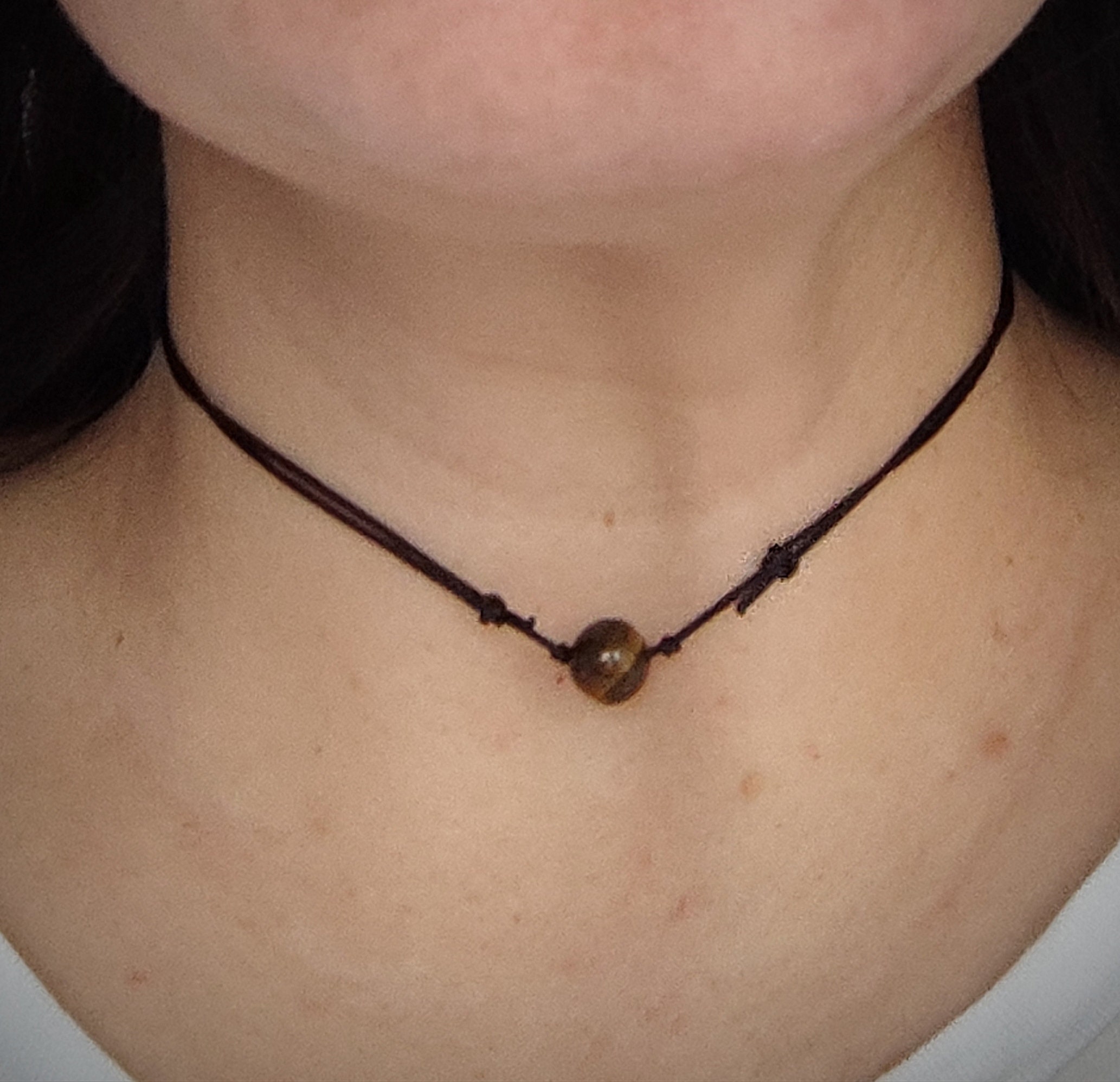 Collana Girocollo In Pelle Nera Marrone Con Corda Intrecciata - Foto 2