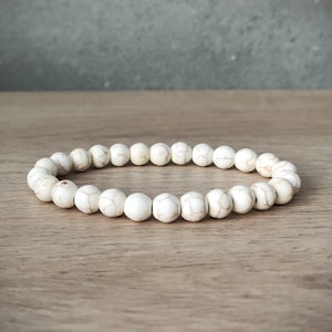White Turquoise Bracelet,Gemstone Round Beads,Elastic Bracelet,Gemstone Stretch Bracelet,Man,Woman,Yoga,Protection,Meditation
