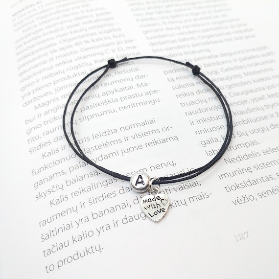 Negro Algodón Encerado Cordón Amistad//PULSERA SURFERA Con Cuentas De Cristal Azul