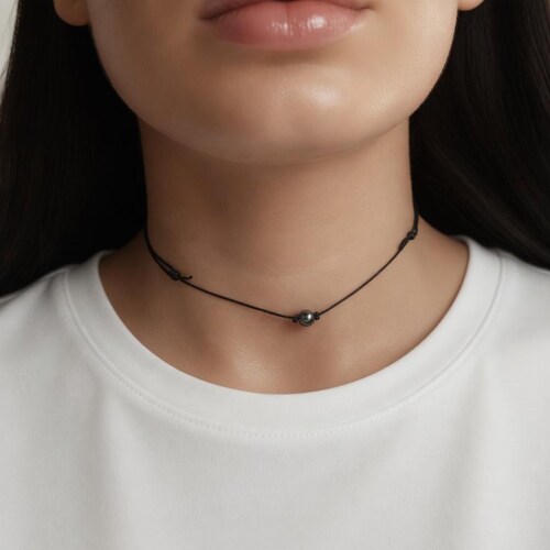 Zwarte koordketting zwarte koord hematiet choker kerstcadeau zwarte koordketting sieraden voor heren of dames. Minimale ketting