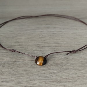 Tiger Eye Choker, Necklace Adjustable Waxed Cord With Nut Bead. Cick Choker, women jewelry, necklace.Adjustable chocker, necklace