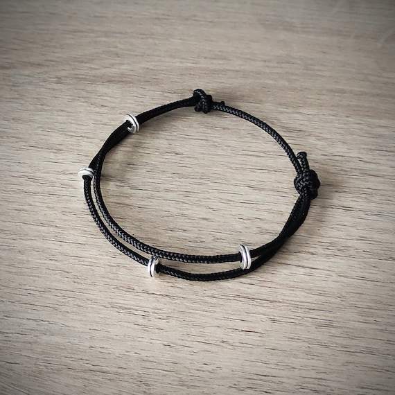 Black Simple Anklet, Paracord Bracelet, Men Bracelet, Waterproof Anklet,  Adjustable Cord Bracelet, Nylon Cord Bracelet Adjustable Surfer