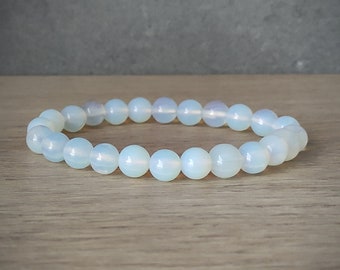 maansteen opaliet armband, 8mm kralen, elastische armband, stretch, boho, vrouw, maansteen armband, cadeau voor haar