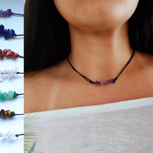 Amethyst Choker, Choker Necklace, Blue Chips Choker, Healing Crystal, Crystal Necklace, Healing Necklace, Gemstone Choker, Boho Choker, Cute