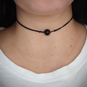 Schwarzer Onyx, Onyx Choker, Edelstein Choker, Choker Halskette, Boho Choker, Boho Choker, Einzelperlen Choker, dünner schwarzer Choker