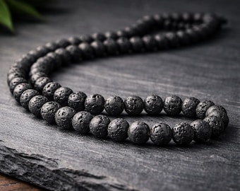 Collar difusor de lava negra, collar para hombre, collar de cuentas para hombre, regalo para hombre, regalo para novio, collar para él, collar para marido