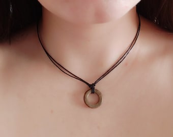Coconut Shell Necklace, Hippie Adjustable Wood Coconut Necklace, Gift for Her, Surf, Boho Beach Mermaid Necklace, Unisex, Holiday Jewellery