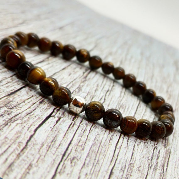 Tiger Eye Bracelet,Tiger Eye Gemstone 6mm Beads,Elastic  Bracelet,Man,Woman,Mens Beaded Bracelet,Tiger Eye Gemstone Bracelet,Surfer  Jewelry