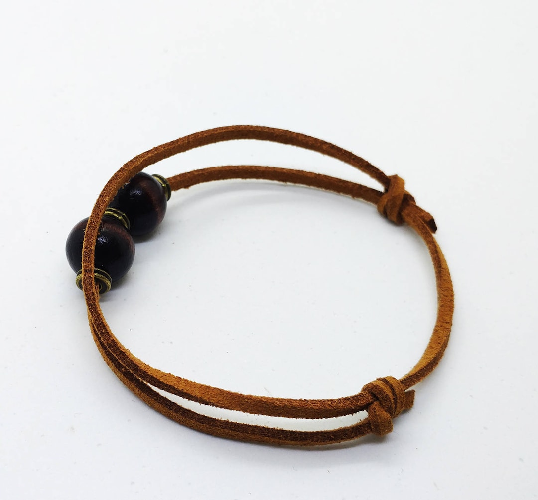 Mens Cord Bracelet Suede Leather Cord Bracelet Adjustable Etsy