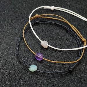 Edelstein-Armband, verstellbares Schnurarmband, Amethyst-Armband, rosa Opal-Armband, Aquamarin-Kristallarmbänder