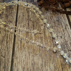 White quartz gemstone chips, clear crystal, crashed glass necklace, mala bead jewelry, beautiful beaded necklace