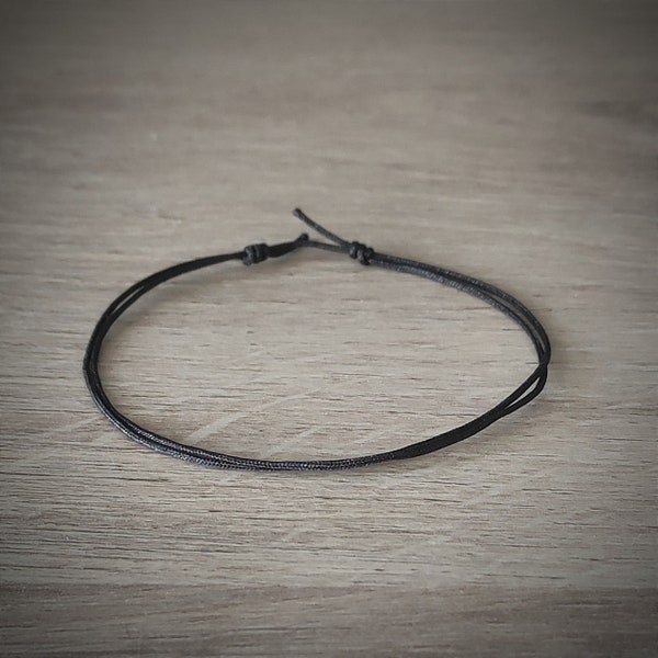 BLACK with Glitter Waterproof Thin slip knots cord bracelet Lucky jewelry Man Woman Rock minimalist Buddhist