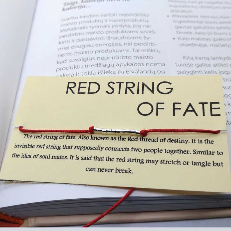 Red String of Fate Bracelet, Red Cord Bracelet, Waxed Cotton String ...