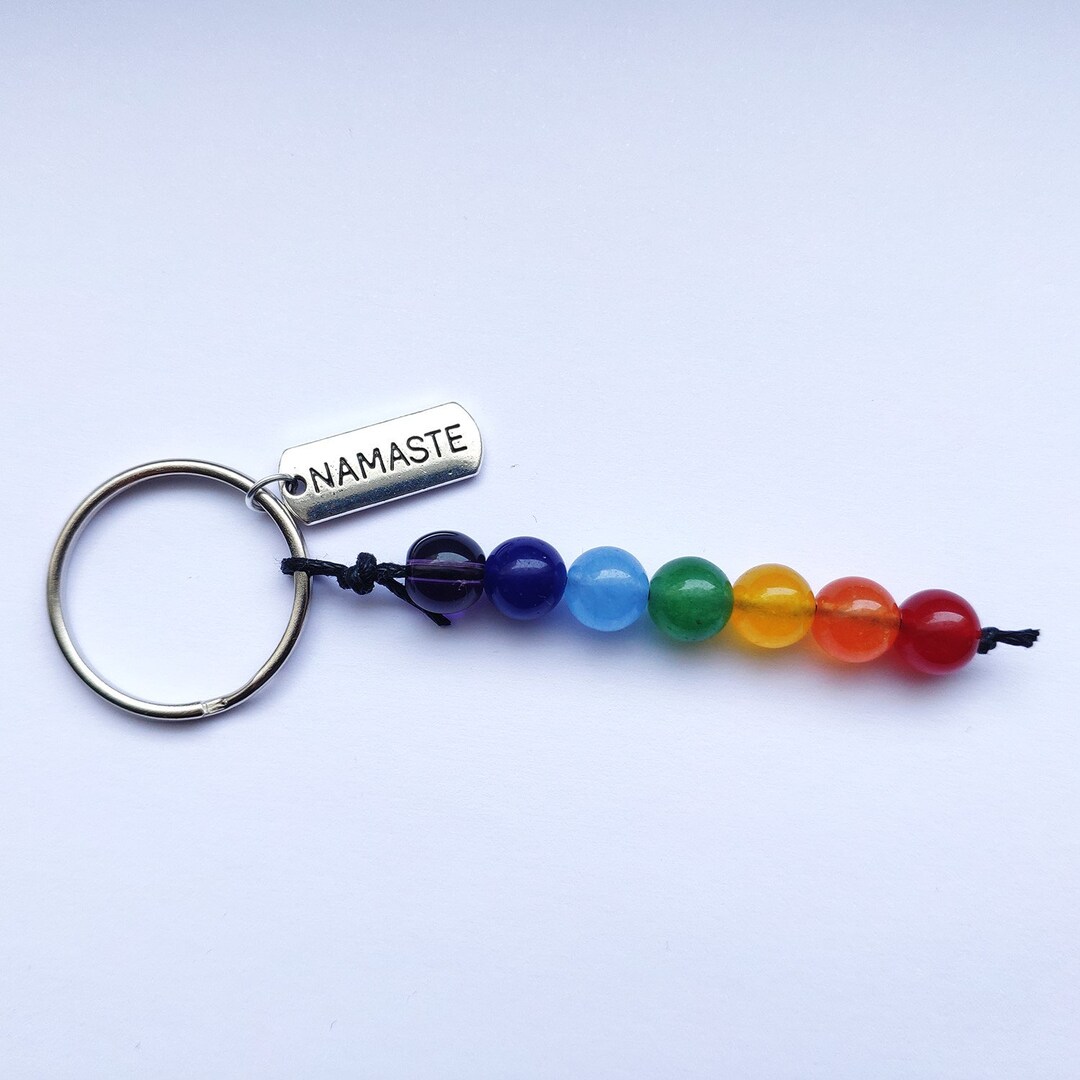 7 Chakras Keychain, Yoga, Healing Gemstone Beaded Keychain, Mala Beads ...
