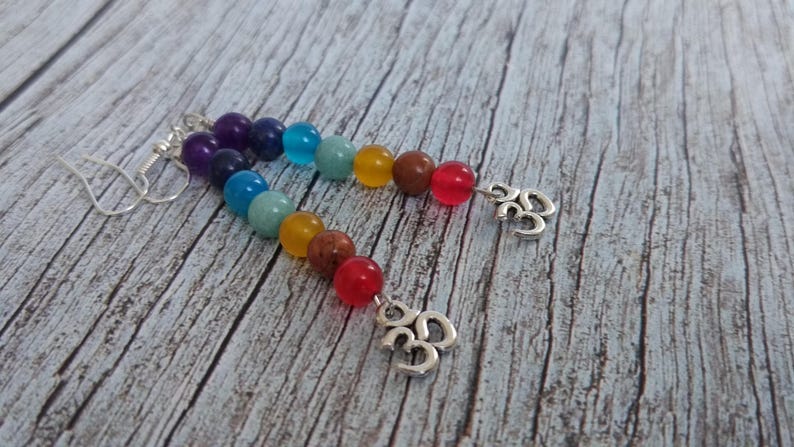 7 Chakra Gemstone & Slver Earrngs Rek Charged Yoga | Etsy