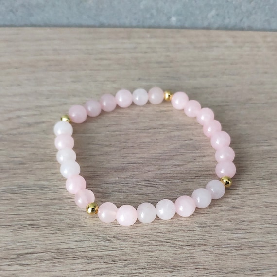 Dainty Rose Quartz Bracelet 6mm Natural Gemstone Beads Chakra | Etsy