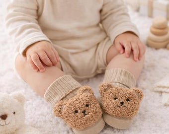 Schattige antislipsokken 3D-babybeer, set van 2 paar (6-12 maanden)
