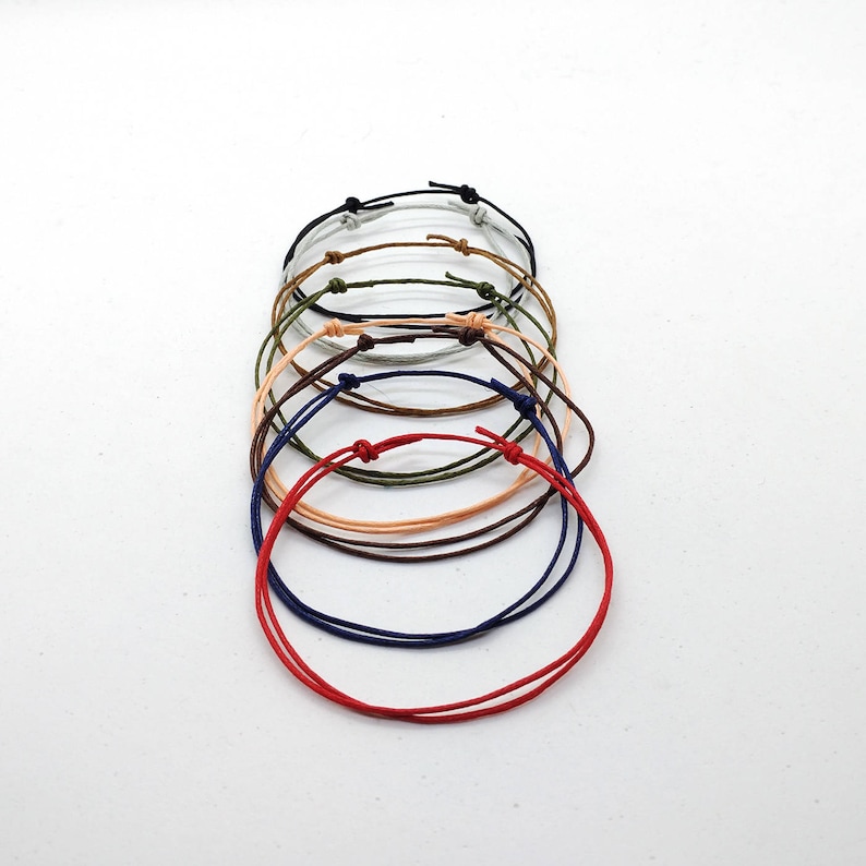 Black Cord Bracelet Black Waxed Cotton String Bracelet Surfer Etsy