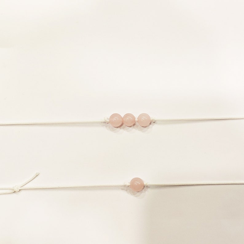 Minimal Necklace White Cord Necklace White String Rose Quartz Choker Christmas Gift White Cord Necklace Jewelry for Mens or Womens