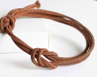 Mannen Cord Bracelet, Unisex Brown Suede Leather Cord Bracelet Surfer Polsband NIEUW