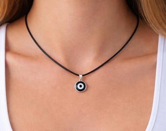 Turkish Black Evil Eye Dainty Pendant Choker Necklace Lucky Chain Necklace