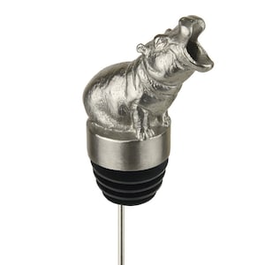 Stainless Steel HIPPOPOTAMUS Wine Pourer Aerator Unique Fun Wine Lover Gift Fiona Mascot