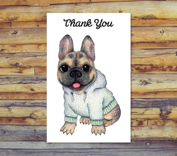 French Bulldog Thank You Card Printable Thank You Card | Etsy
