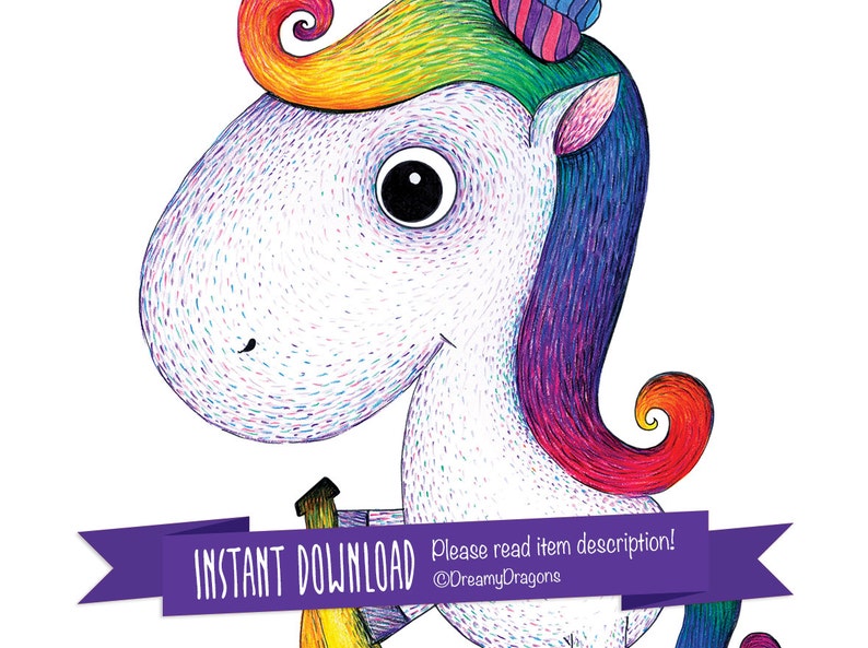 Rainbow Unicorn Card for Baby Girl Printable Birthday Card Digital Download Art Unicorn Birthday Card Unicorn Printable Greeting Card