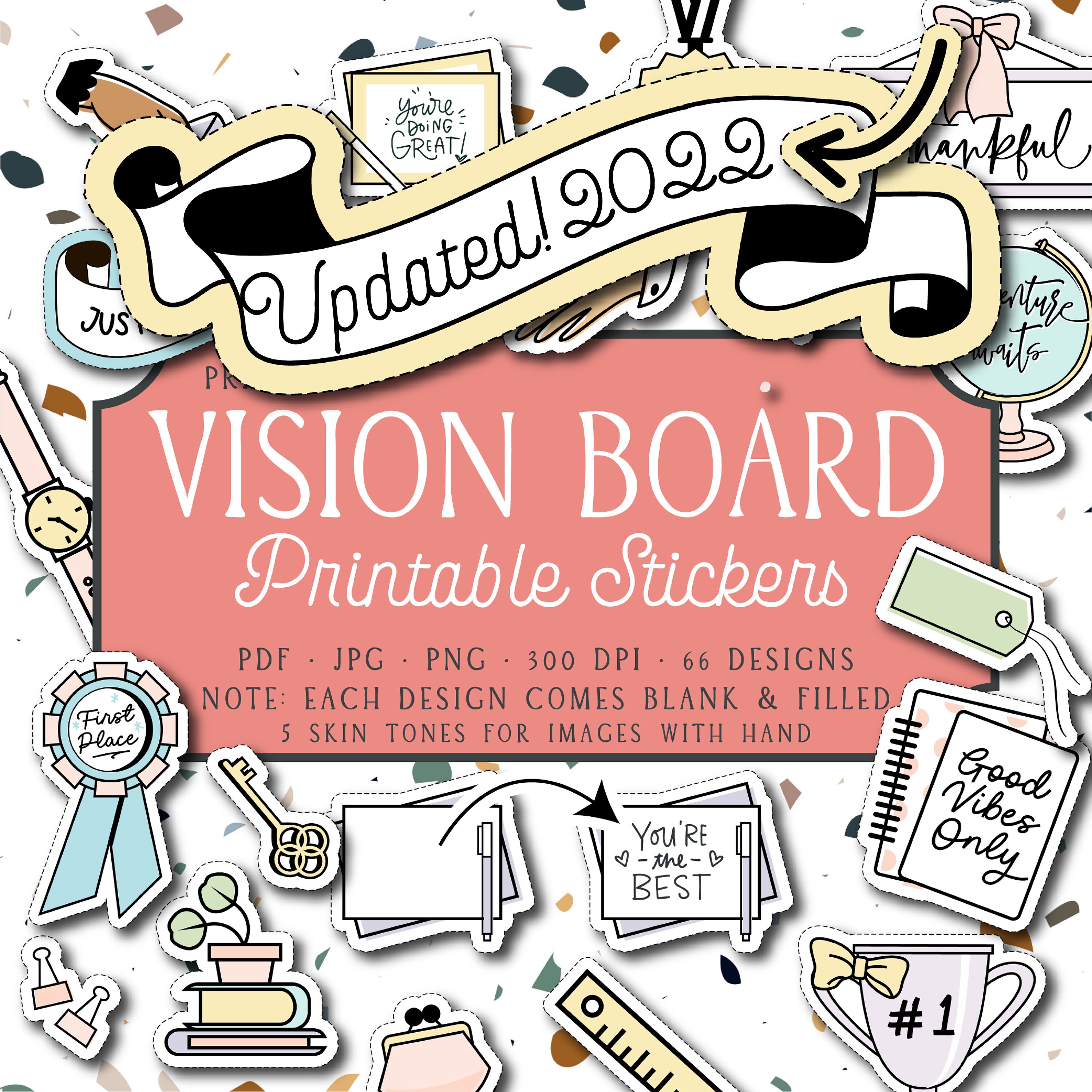 VISION BOARD STICKERS Printable Stickers Digital Files - Etsy Canada