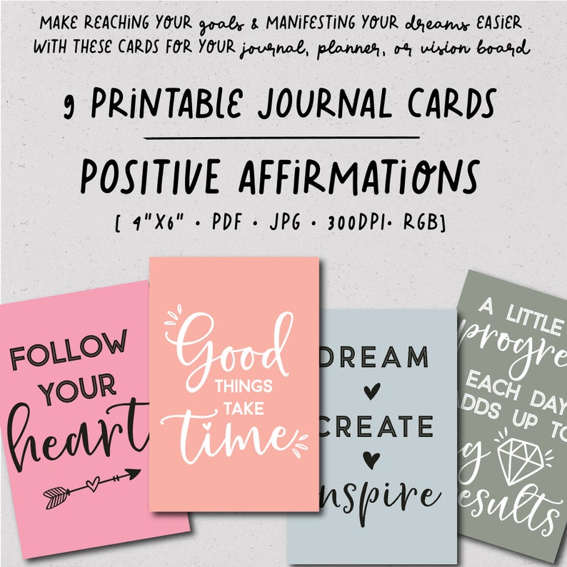 Positive Affirmations Cards Vision Board Positive Quotes Etsy