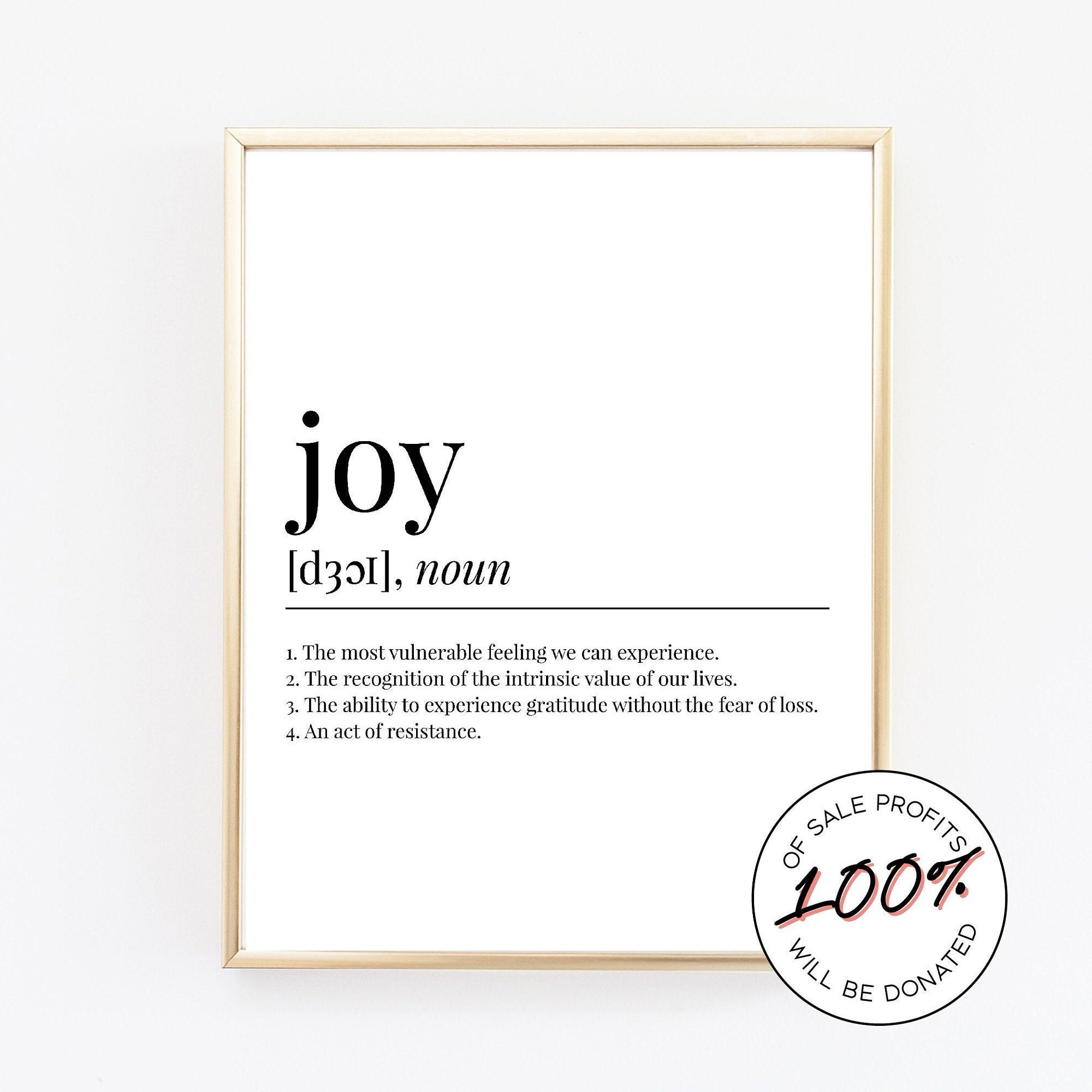 JOY DEFINITION dictionary print word definition word of the Etsy