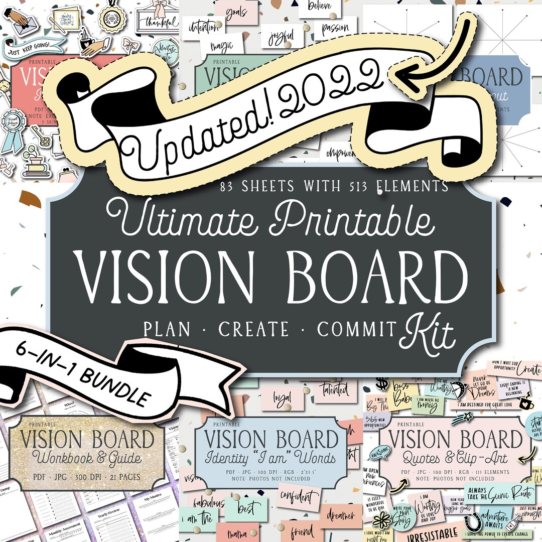 COMPLETE Vision Board Kit Dream Board Ultimate Bundle Goal Etsy